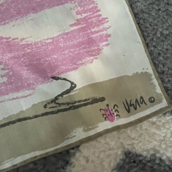 VERA NEUMANN vintage Pink and Green Scenic Print Scarf-/- rare landscape! - Picture 10 of 10